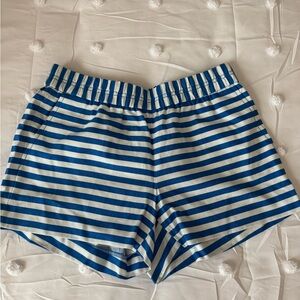 J. Crew High Waist Blue and White Striped Shorts